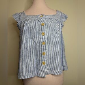 Land n Sea Striped Blue and White Button-Up Tank top in size large